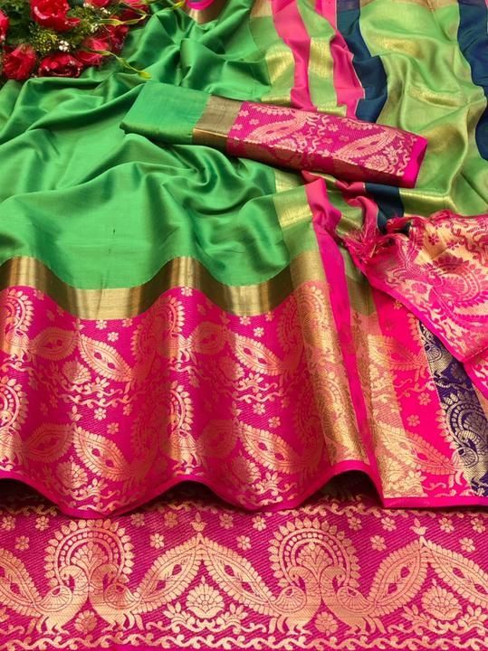 Cotton saree with blouse uploaded by S.S collection on 2/27/2021
