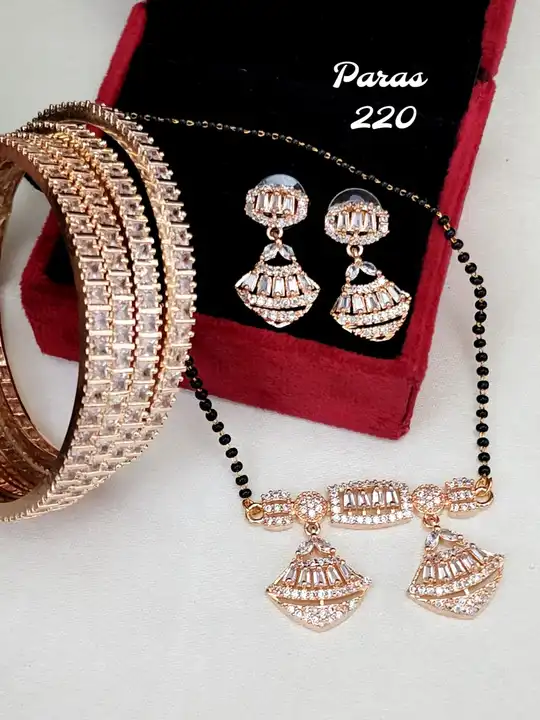 American daimand mangalsutra earrings & bangles combo uploaded by Sb designs on 3/20/2023