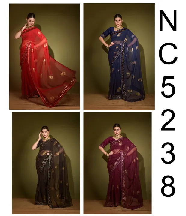🔊Present some unique print with sequins work saree collection 

*👇 PRODUCT DETAILS 👇*

*VT.18023* uploaded by Vishal trendz 1011 avadh textile market on 3/20/2023