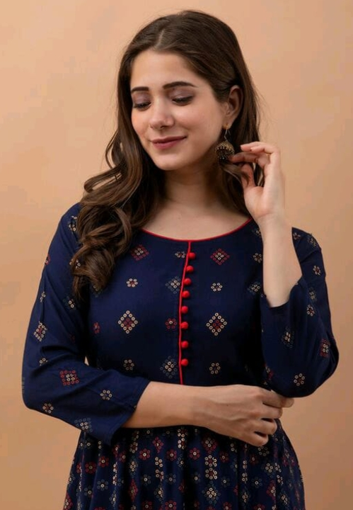 Women's Printed Full Long Gown Dress Kurti for Casual for Women and Girls - Blue uploaded by Manisukmi Fashion  on 3/20/2023