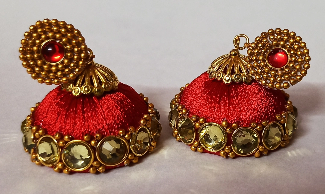 Silk thread earrings uploaded by Rucha creation on 3/20/2023
