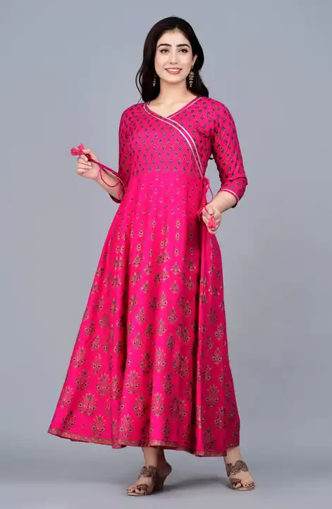 Women's Printed Long Gown Dress Kurti for Casual for Women and Girls - Pink uploaded by Manisukmi Fashion  on 3/20/2023