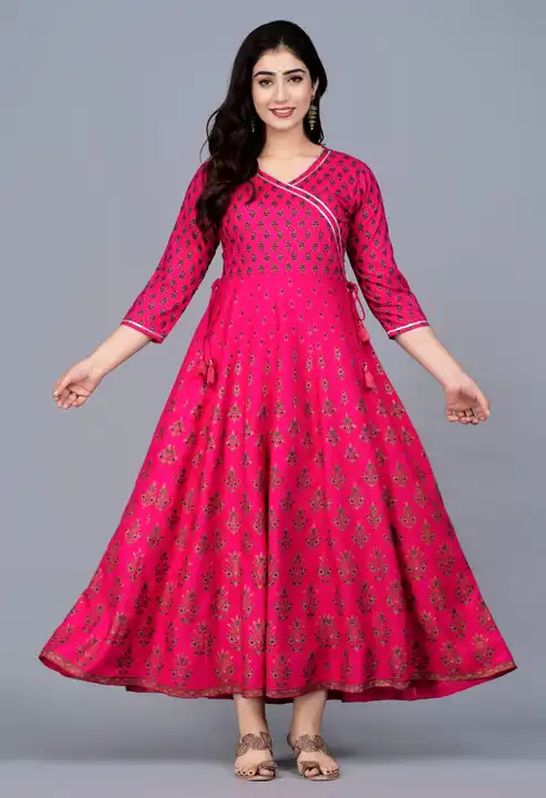 Women's Printed Long Gown Dress Kurti for Casual for Women and Girls - Pink uploaded by Manisukmi Fashion  on 3/20/2023