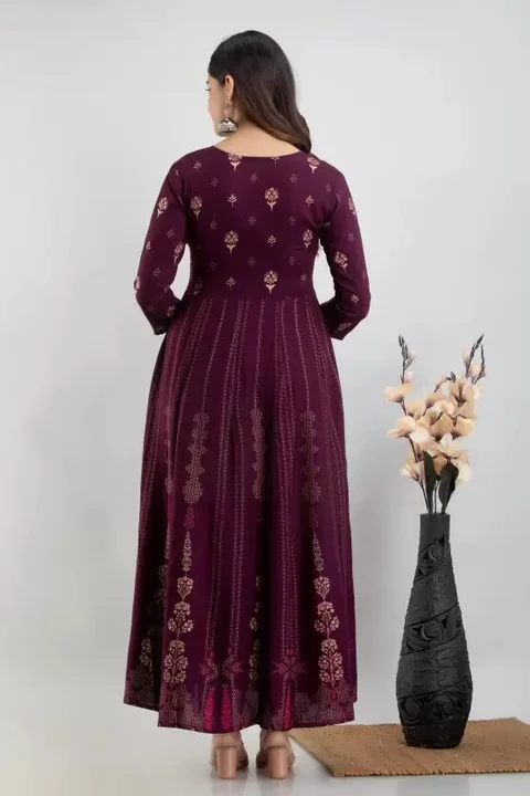 Women's Printed Long Gown Dress Kurti for Casual for Women and Girls - Purple uploaded by Manisukmi Fashion  on 3/20/2023