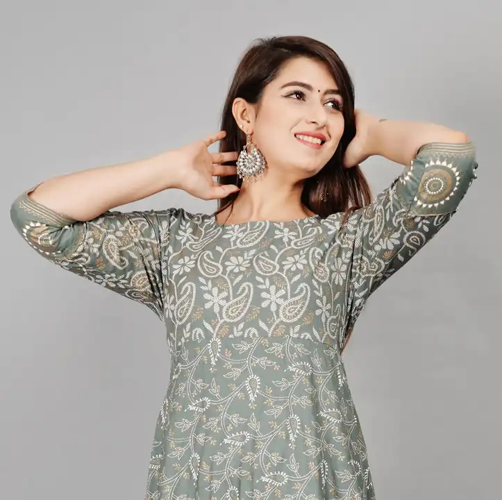 Women's Printed Long Gown Dress Kurti for Casual for Women and Girls - Grey uploaded by Manisukmi Fashion  on 3/20/2023