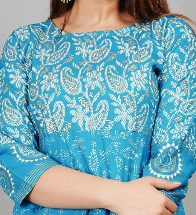 Women's Printed Long Gown Dress Kurti for Casual for Women and Girls - Blue uploaded by Manisukmi Fashion  on 3/20/2023