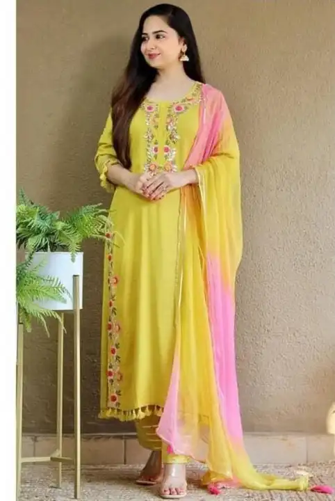 Women embroidered kurta pant and dupatta set  uploaded by Aleexa Outlet on 3/20/2023