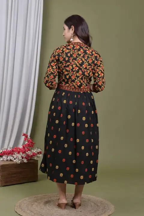 Women's Printed Long Gown Dress Kurti for Casual for Women and Girls - Black uploaded by Manisukmi Fashion  on 3/20/2023