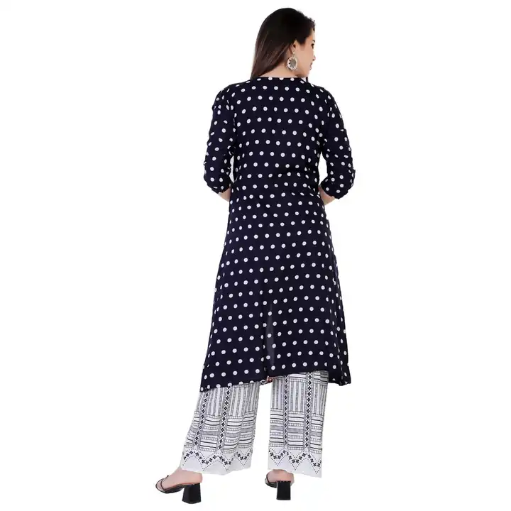 Rayon Kurti Top And Skirt With Shrug For Girls, Women, Ladies - White Blue uploaded by Manisukmi Fashion  on 3/20/2023