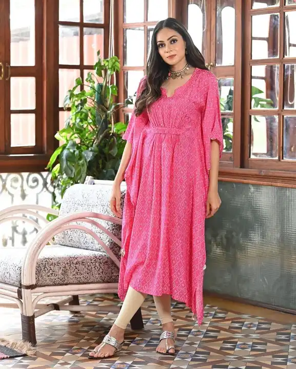 Women's Printed Kaftan Kurta for Casual & Festive Season - Pink uploaded by Manisukmi Fashion  on 3/20/2023