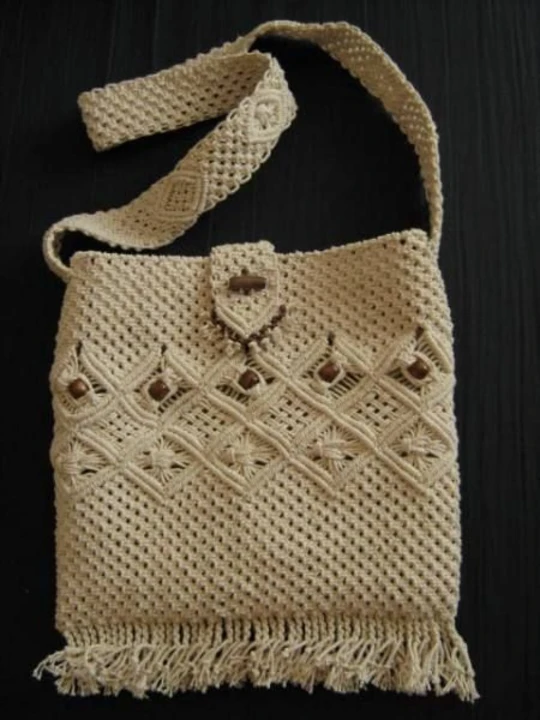 Post image One of the best macrame handicraft hand solder beg Best quality Macrame Women Girl Handmade Cotton Boho Crochet Beaded Large Natural White Sling Bag Fashion Gift