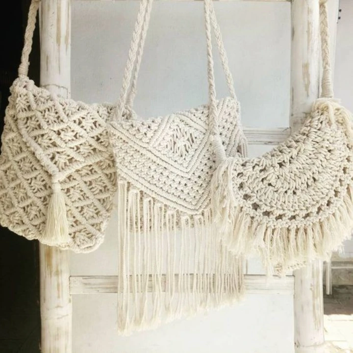 Post image One of the best macrame handicraft hand solder beg Best quality Macrame Women Girl Handmade Cotton Boho Crochet Beaded Large Natural White Sling Bag Fashion Gift
