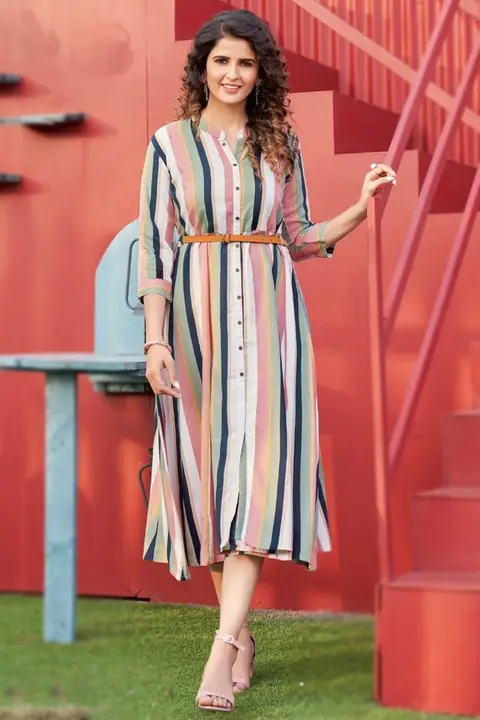 Rayon Kurti Gown with Belt uploaded by business on 3/20/2023