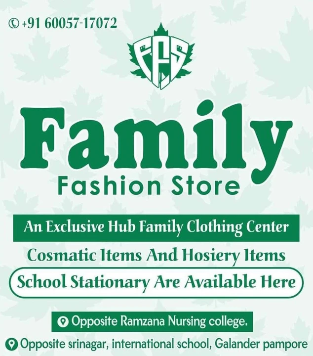 Visiting card store images of Family fashion store