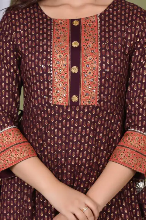 Women's Printed Long Gown Dress Kurti for Casual for Women and Girls - Maroon uploaded by Manisukmi Fashion  on 3/20/2023