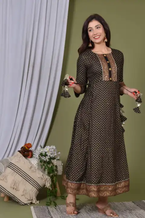 Women's Printed Long Gown Dress Kurti for Casual for Women and Girls - Brown uploaded by Manisukmi Fashion  on 3/20/2023