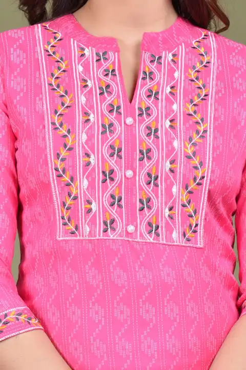 Women's Printed Embroidery Kurta with Pant Set for Casual & Festive Season- Pink uploaded by Manisukmi Fashion  on 3/20/2023