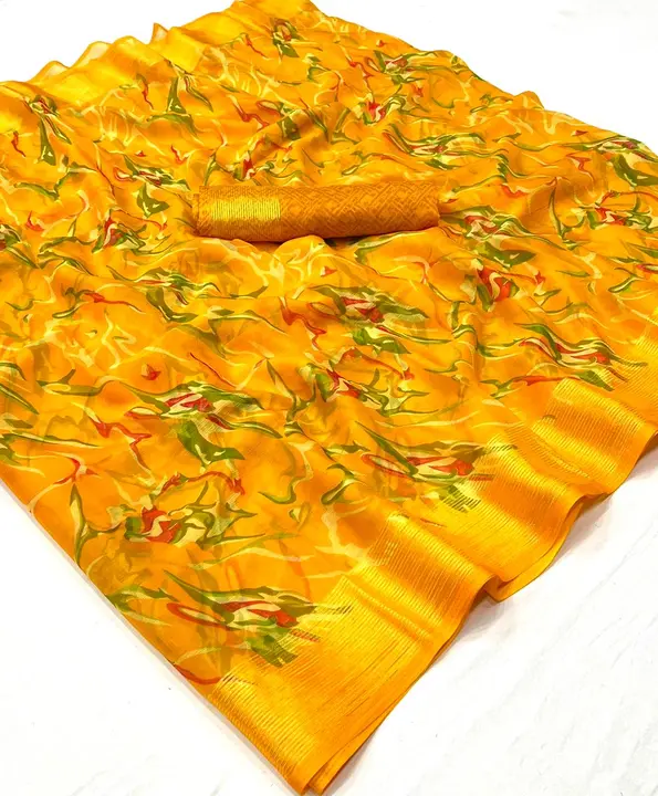 Post image *Jainam Enterprise presents new Chiffon Saree*
Fabric = Viscose Border chiffon Printed Saree
Blouse = Running