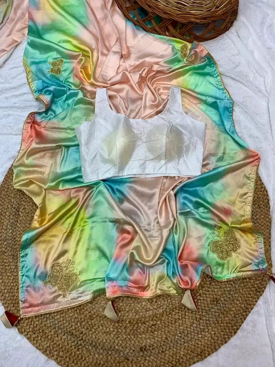 *New Arrivals ❣️*
    *🔥SIMRAN 🔥*

*Pure soft japan sartin silk saree with beautiful prism prints  uploaded by Divya Fashion on 3/20/2023