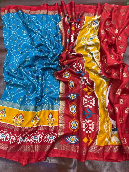 Post image NEW HIT DESIGN*
*Catlog :- BHADNI..*
 Good Quality Dola Silk Saree with foil Print all over Saree..*
*Contrast Foil Printed Border on both sides of Saree.*
*foil mil Printed Pallu...
Blouse all over print
*Colour :- 8*
*
Price 650+ shipping