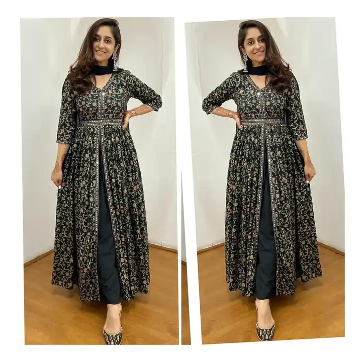 gown and heavy diziner  with duptta with black beautiful jutti. uploaded by Kalpana Collection on 3/21/2023
