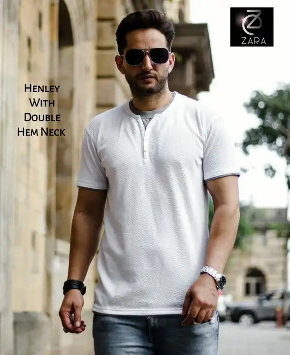 PREMIUM QUALITY HENLEY WITH  DOUBLE HEMMING HALF SLEEVE TEES uploaded by IRAI Traders on 3/21/2023