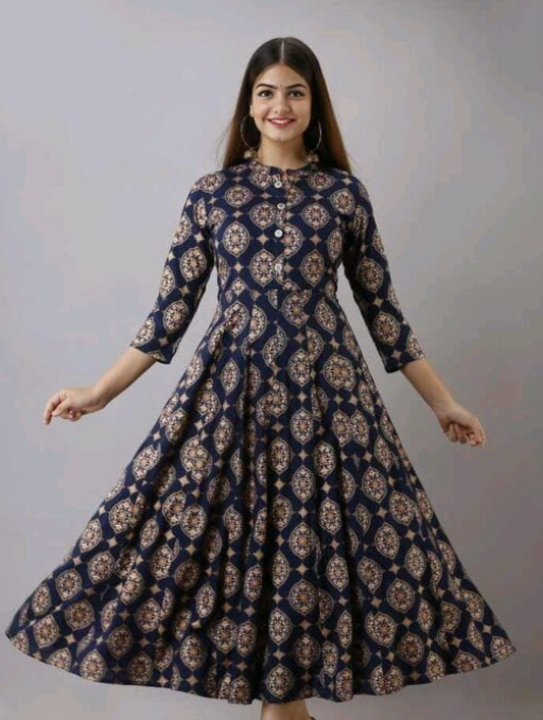 Women's Printed Full Long Gown Dress Kurti for Casual for Women and Girls - Blue uploaded by Manisukmi Fashion  on 3/21/2023