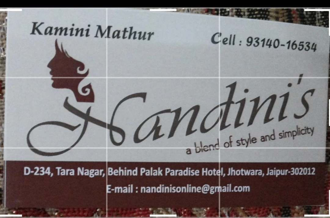 Visiting card store images of Nandini's ladies Kurties 