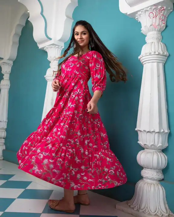 Cotton printed flared anarkali kurti  uploaded by business on 3/21/2023