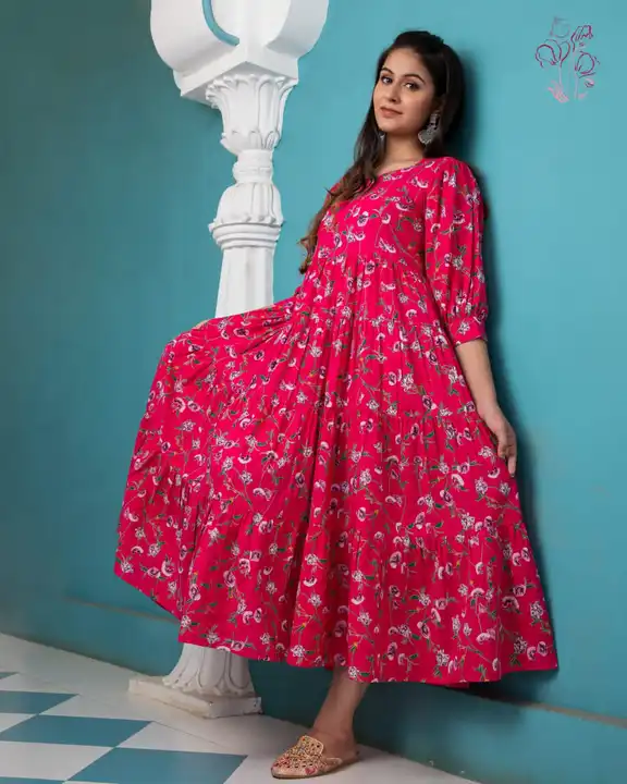 Cotton printed ethnic flared dress uploaded by Ach Kurtis on 3/21/2023