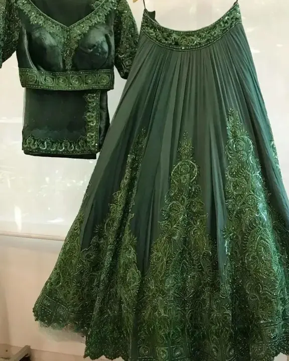 Green Colour Designer Partywear Embroidered Work Bridesmaid Lehengas  uploaded by business on 3/21/2023