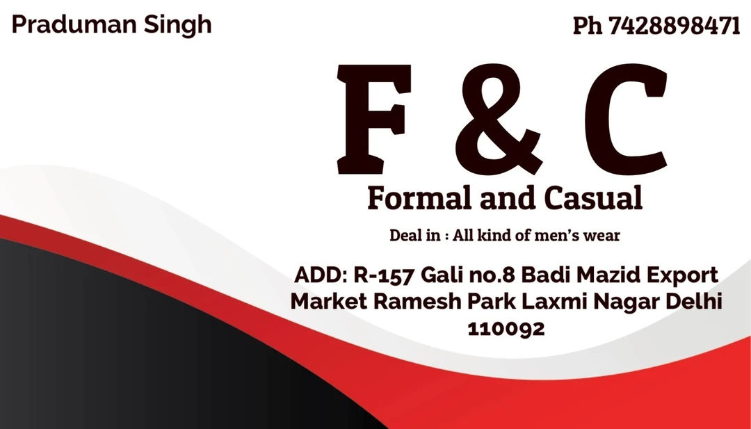 Visiting card store images of F & C