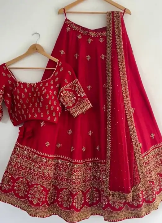 Red Colored Attractive Party Wear Lehenga Choli With Embroidery Work uploaded by business on 3/21/2023