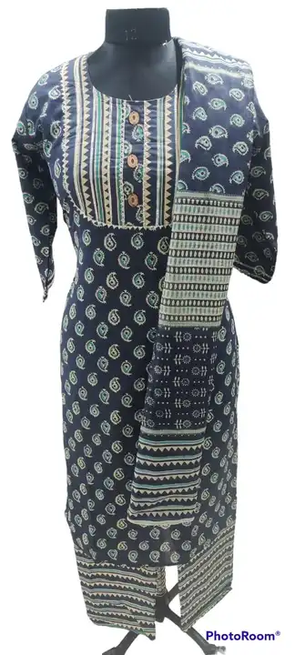 PURE COTTON KURTI PENT WITH DUPATTA SET uploaded by Swastik creation on 3/21/2023