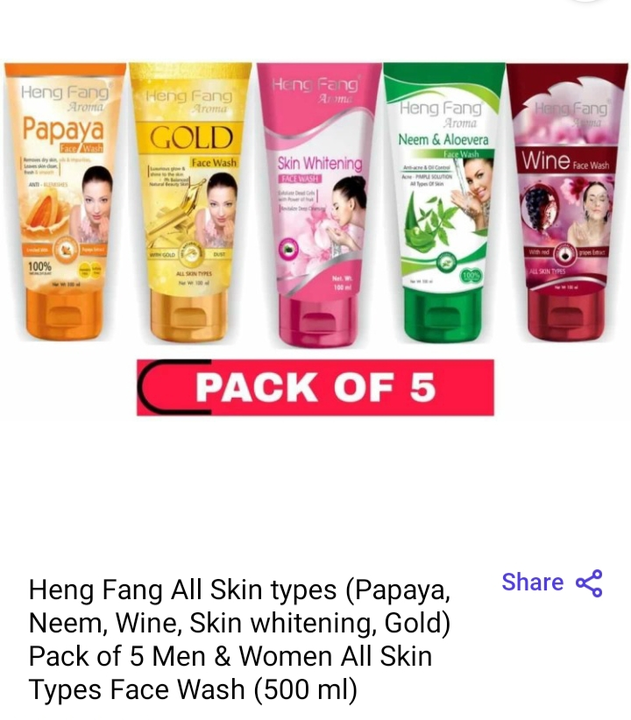 All skin type face wash ..pack of 5..men&women all skin type face wash ..  uploaded by business on 3/21/2023