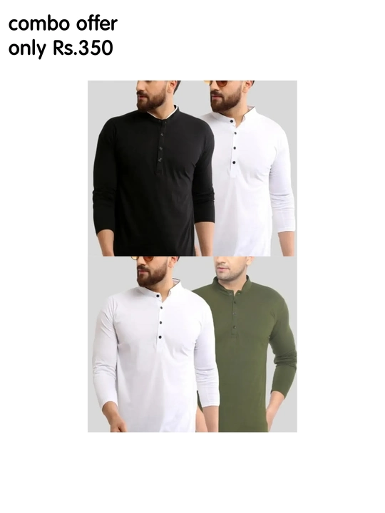 Stylish Cotton Solid Tees Combo For Men Pack Of 2 uploaded by Unique Fashion on 3/21/2023