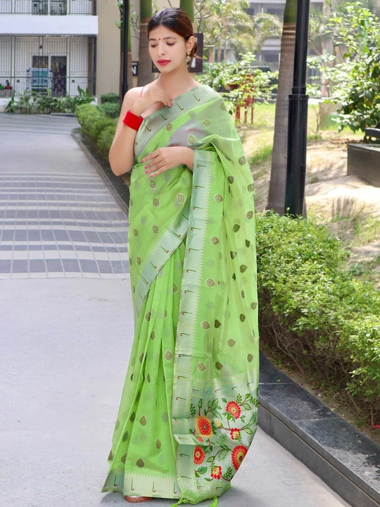 Organza sarees with paithani design uploaded by VARDHAK COLLECTION  on 3/21/2023