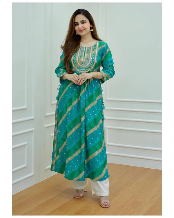 Size 38 to 44,NARYA CUTKurtis with pant embroidery heavy with goless * uploaded by Online Ladies Dresses on 3/21/2023