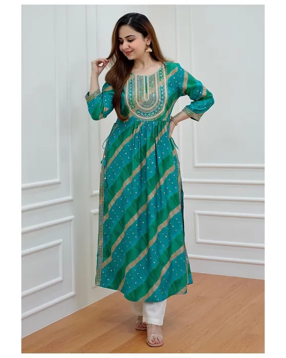 Size 38 to 44,NARYA CUTKurtis with pant embroidery heavy with goless * uploaded by Online Ladies Dresses on 3/21/2023