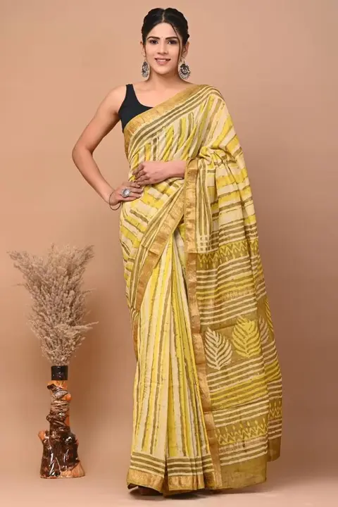Maheshwari silk saree Bagru printed Indigo printed saree with blouse  uploaded by Parth textile on 3/22/2023