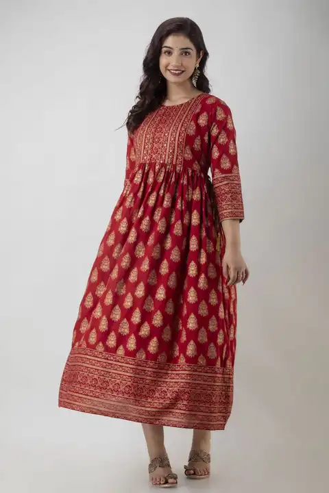 Women Printed Gown Kurti .. Size S to XXL  uploaded by Mangalam kurti on 3/22/2023