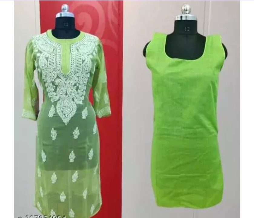 Chikankari kurti green colour 💚🥰😘 uploaded by business on 3/22/2023