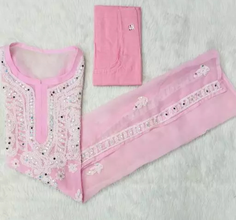 Chikankari kurti in baby pink with asar uploaded by business on 3/22/2023
