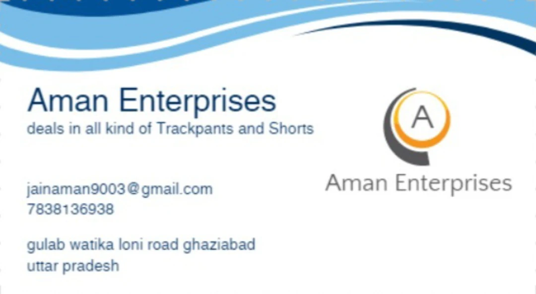Visiting card store images of Aman Enterprises