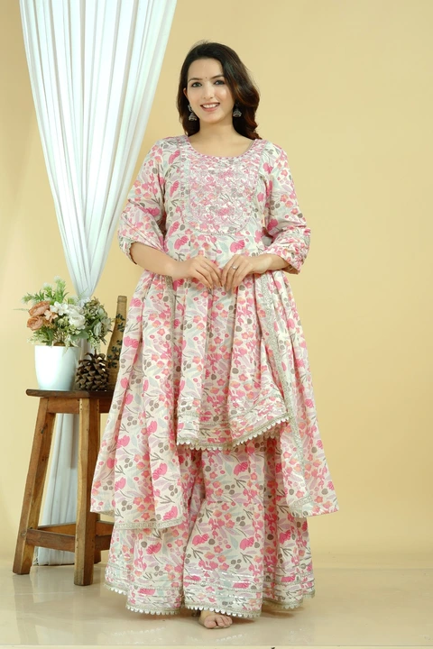 Pink flower sarara peplum set  uploaded by M i Jaipur Kurties on 3/22/2023