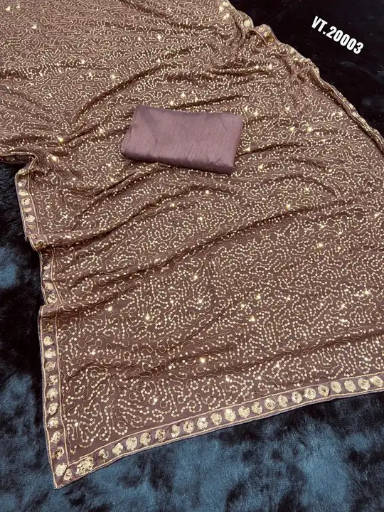 

*Saree Detail*
*Saree Fabric : Georgette*
*Saree Work   : Heavy Embroidery Sequence With Zari Bord uploaded by Vishal trendz 1011 avadh textile market on 3/22/2023