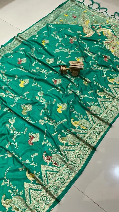 Super hit
Pure dola silk sarees
Cvk

Fabric=pure dola silk saree 
Original mina zari  peacock design uploaded by Divya Fashion on 3/22/2023