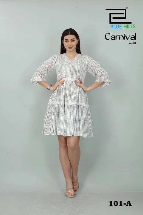 Post image Hey! Checkout my new product called
#BLUE HILLS 
Presents 
*CARNIVAL*

Fabric- BSY Polyester 

Length- 37

With cotton lace pattern

Siz.