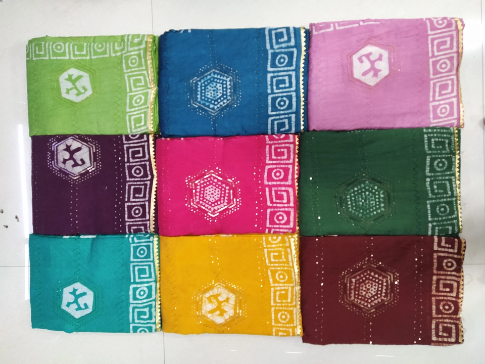 New collection of primium cotton batik work sarees  uploaded by Radhika Nx on 3/22/2023