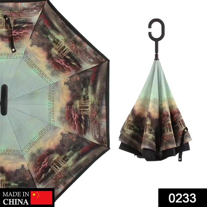 0233 Printed Travel Windproof Umbrella (Reverse Umbrella) uploaded by DeoDap on 3/22/2023
